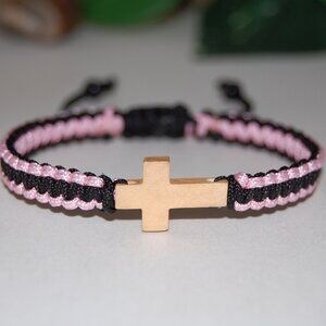 Cross Bracelet,Wood Cross Bracelet,Braided Cross Bracelet